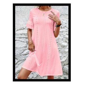Elegant Pink Eyelet Dress